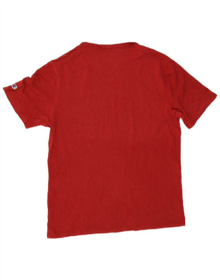 Champion Herre Grafisk T-Shirt Top Stor Rød Bomuld