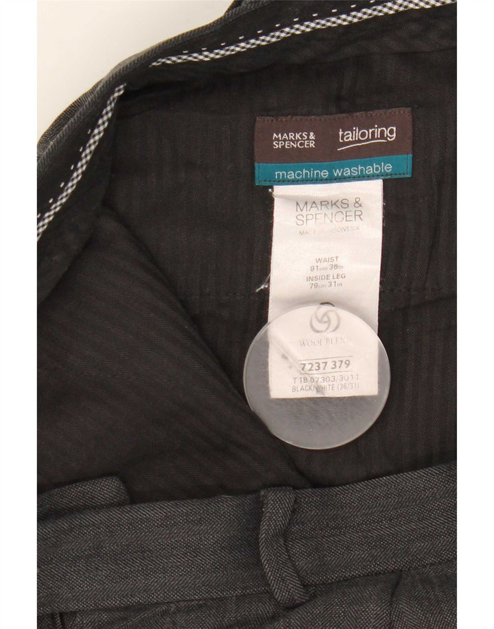 Marks & Spencer Straight Suit Bukser til mænd W36 L31 Sort polyester