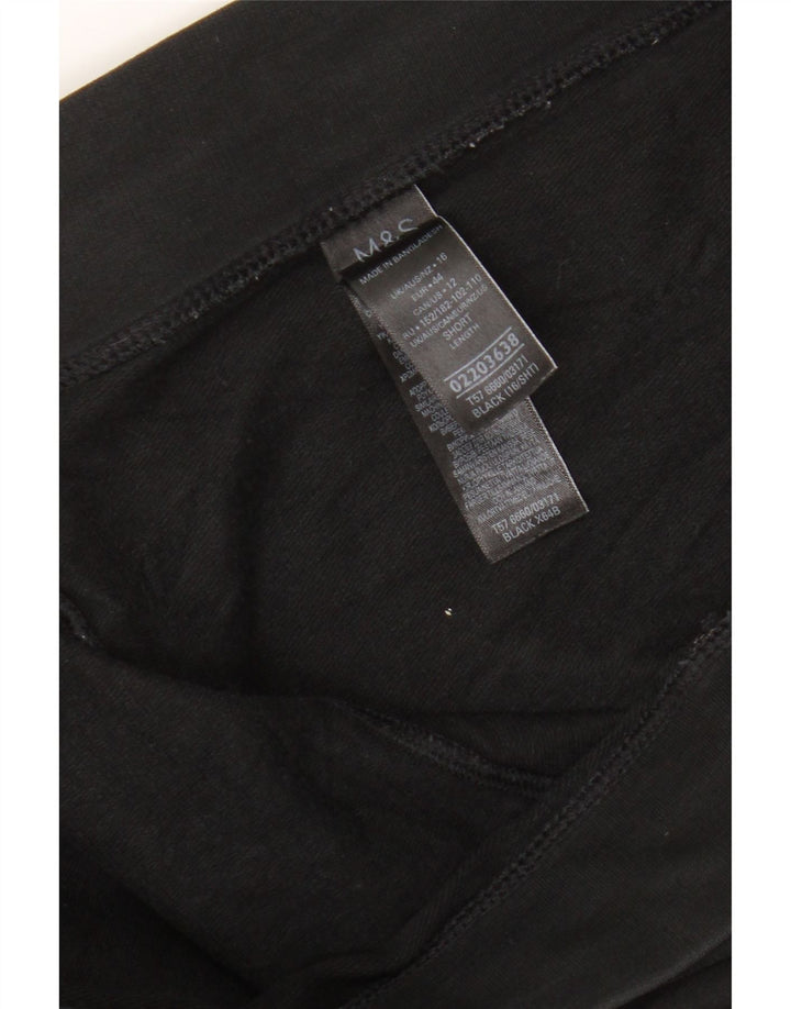 Marks & Spencer Kvinder Short Leggings UK 16 Large Black Bomuld