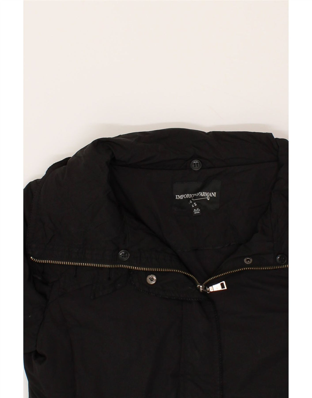 EMPORIO ARMANI Womens Windbreaker Coat UK 14 Medium Black Polyamide Vintage Emporio Armani and Second-Hand Emporio Armani from Messina Hembry 