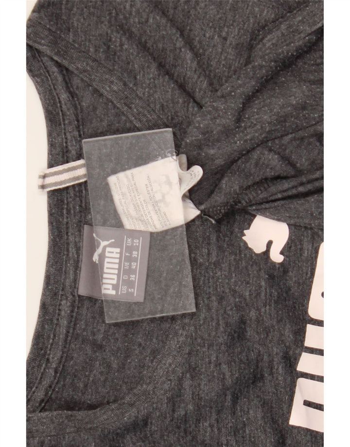 Puma Grafisk T-Shirt Top UK 10 Små Grå Flecked Polyester