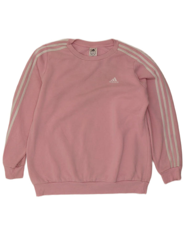 Adidas Dame Oversized Sweatshirt Jumper UK 20/22 XL Pink Bomuld
