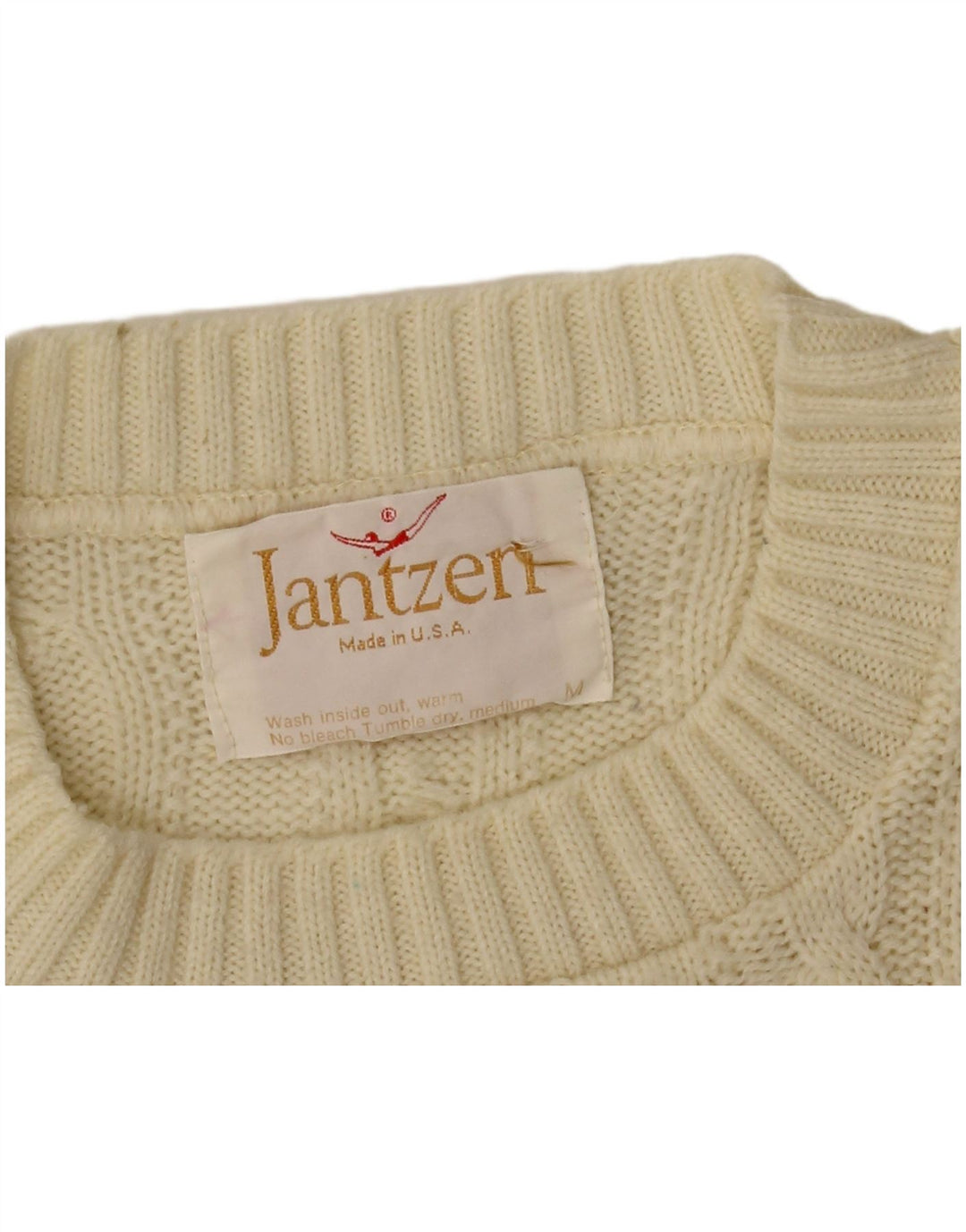 Jantzen Herre Crew Neck Jumper Sweater Medium Off White