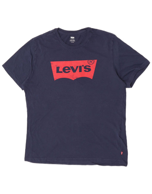 Levi's Herre grafisk T-shirt top XL marineblå bomuld