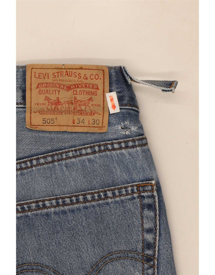 Levi's Herre 505 Regular Fit Straight Jeans W34 L30 Blå Bomuld