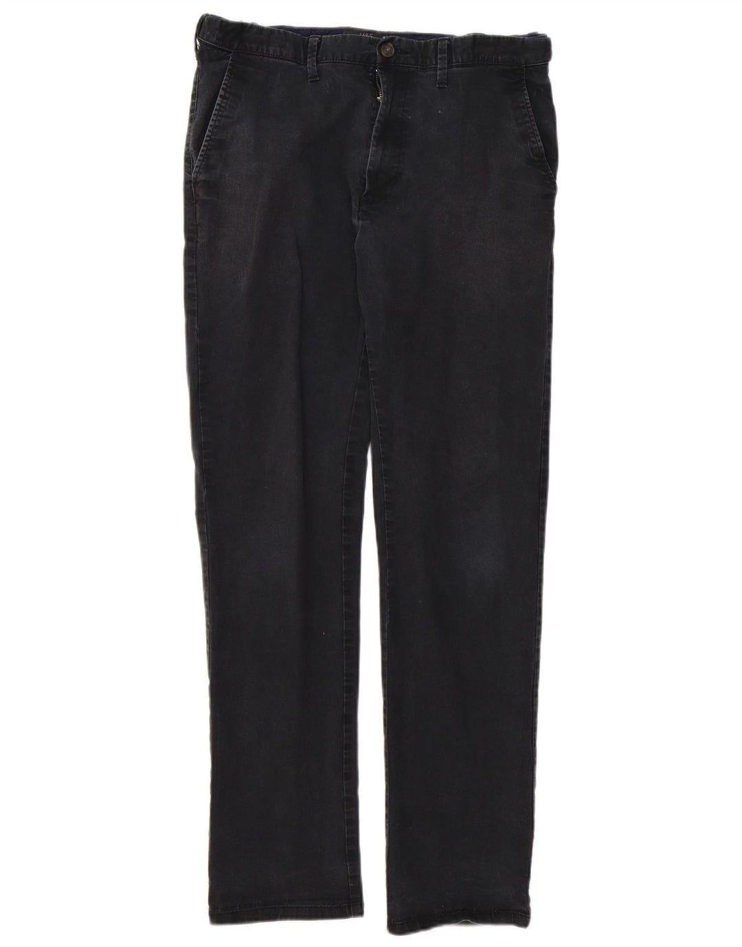 Marks & Spencer Herre Regular Chino Bukser W34 L33 Sort Bomuld