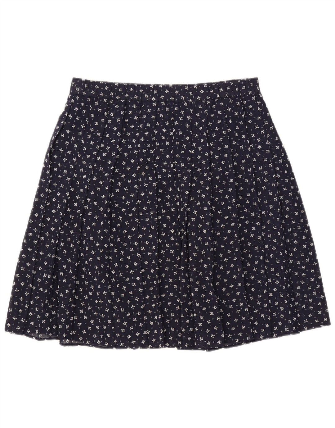 GVB Dame A-Line nederdel UK 10 Small W34 Navy Blue Floral Polyester