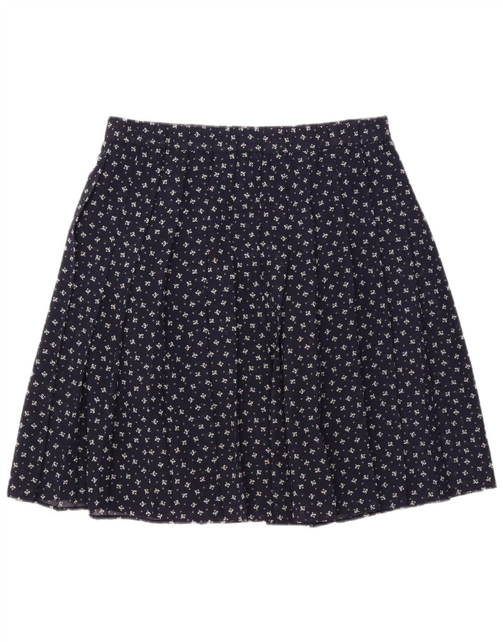 GVB Dame A-Line nederdel UK 10 Small W34 Navy Blue Floral Polyester