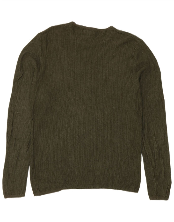 Zara Herre sweater med rund hals, mellemgrøn