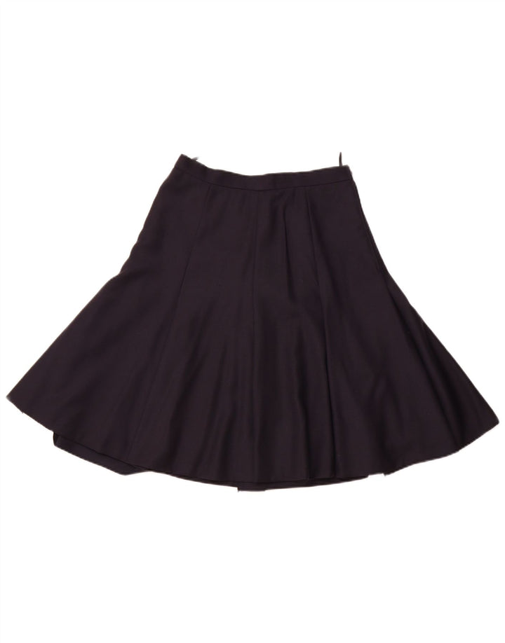 LUISA SPAGNOLI Dame Højtaljet Flared Skirt IT 42 Medium W26 Marineblå