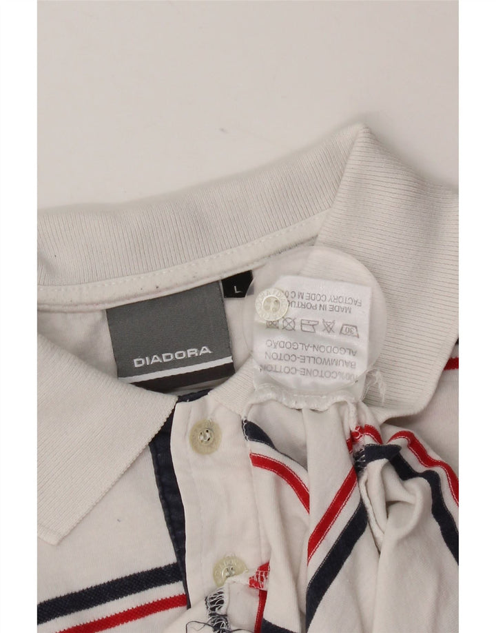 Diadora herre poloskjorte stor hvid stribet bomuld