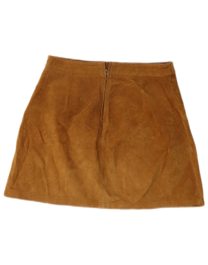 Stradivarius Dame Ruskind Mini Nederdel EU 38 Small W28 Beige Læder