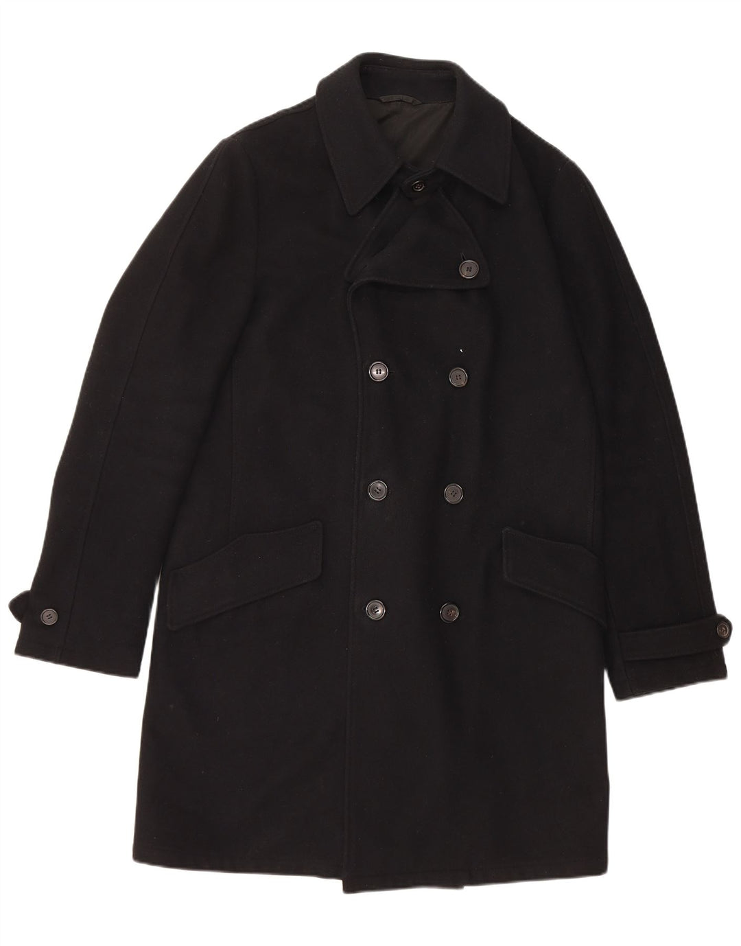 HUGO BOSS Herre Dobbeltradet Frakke UK 38 Medium Sort Virgin Wool