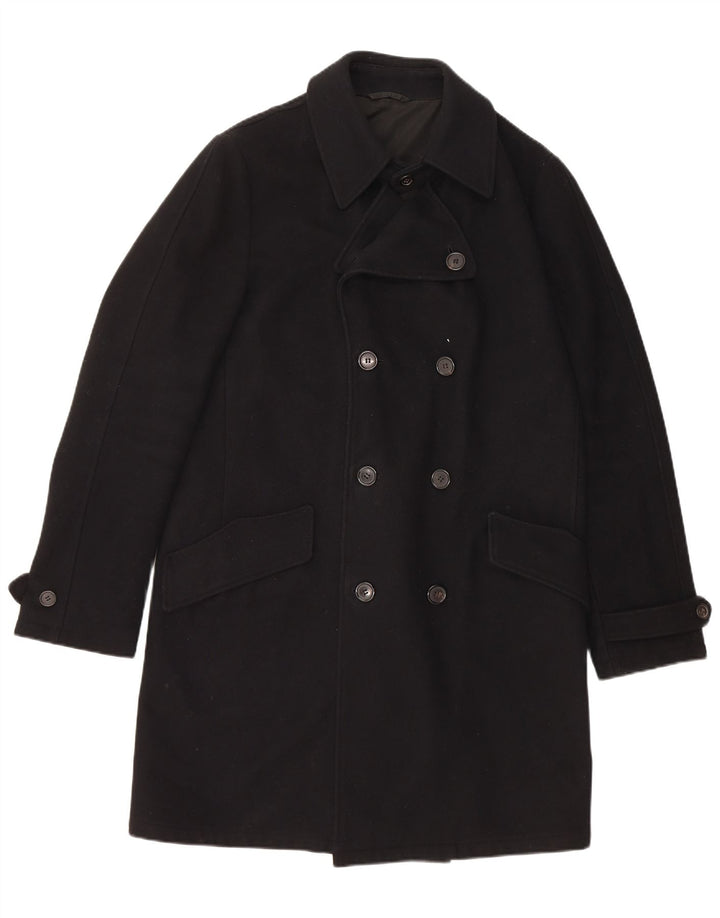 HUGO BOSS Herre Dobbeltradet Frakke UK 38 Medium Sort Virgin Wool