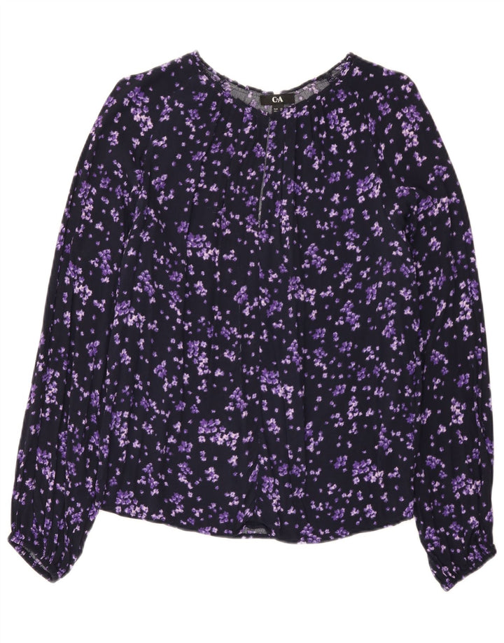C&A Damebluse Top EU 38 Medium Purple Floral Viscose