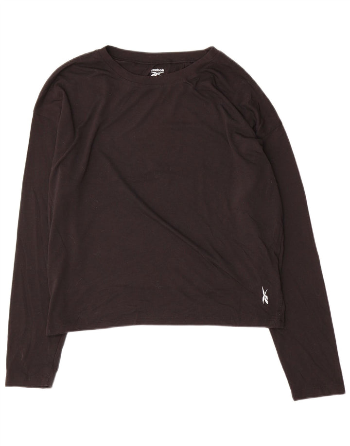 REEBOK Womens Crop Top Langærmet UK 12/14 Medium Black Polyester