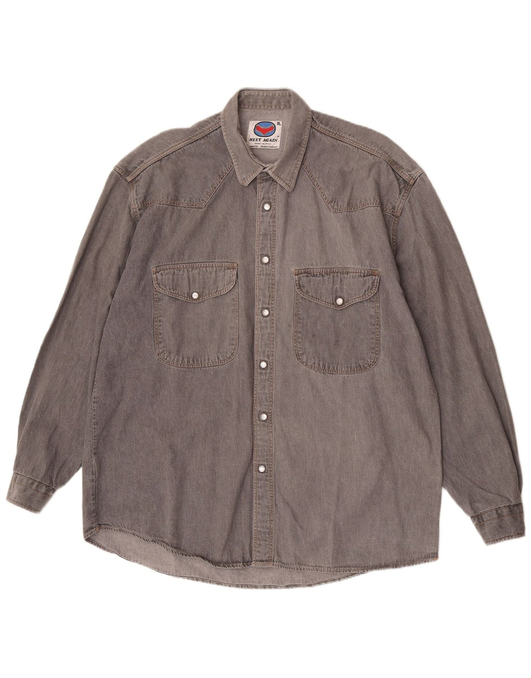 Vintage denimskjorte til mænd XL grå bomuld