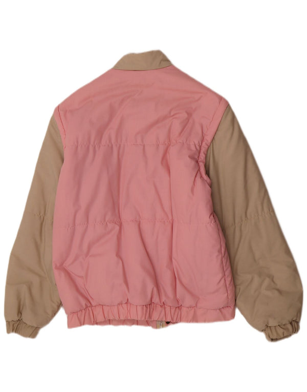 Vintage polstret herrejakke IT 48 Medium Pink Colourblock Bomuld
