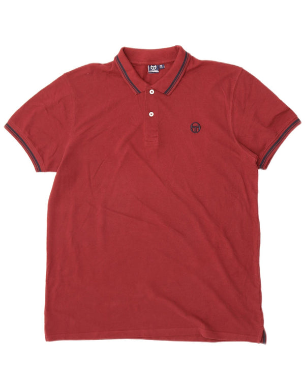 Sergio Tacchini herre poloshirt XL rødbrun bomuld