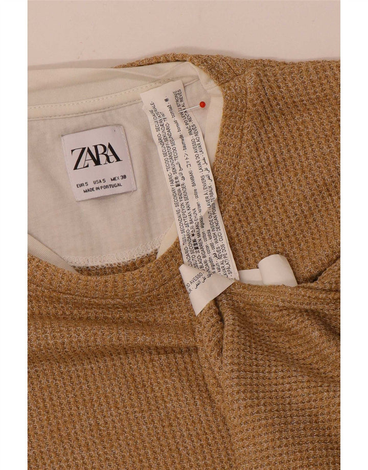 Zara Herre Top Langærmet Lille Beige Bomuld