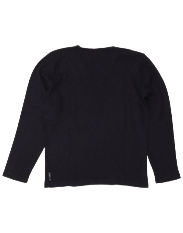Armani Jeans Herre V-hals sweater Medium Marineblå Colourblock Uld