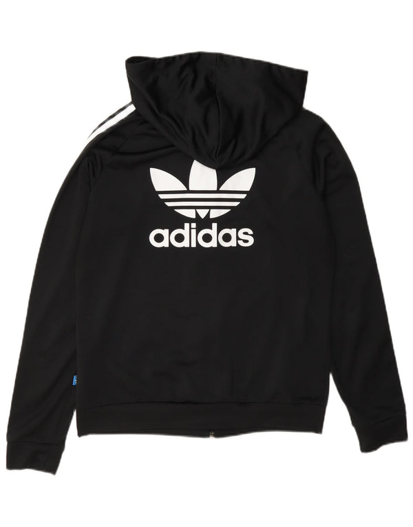 Adidas Dame Grafisk Hættetrøje Sweater UK 12 Medium Sort Polyester