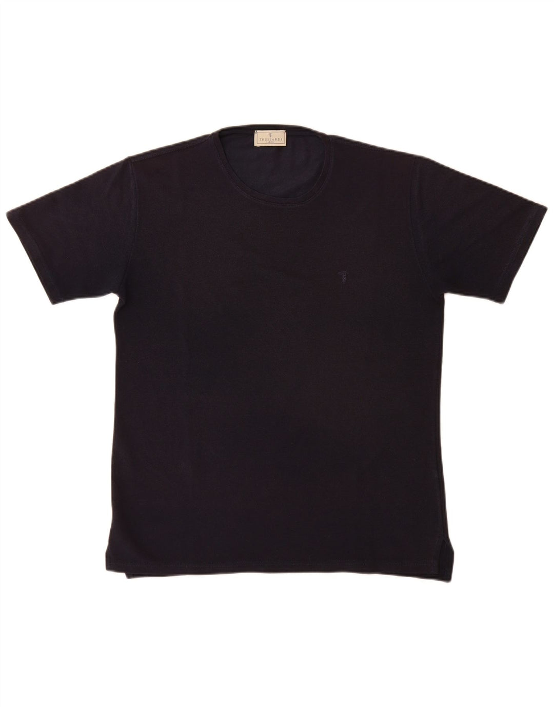 Trussardi Dame T-Shirt Top UK 14 Medium Navy Blue Polyester