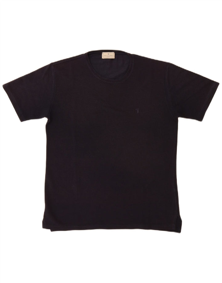 Trussardi Dame T-Shirt Top UK 14 Medium Navy Blue Polyester