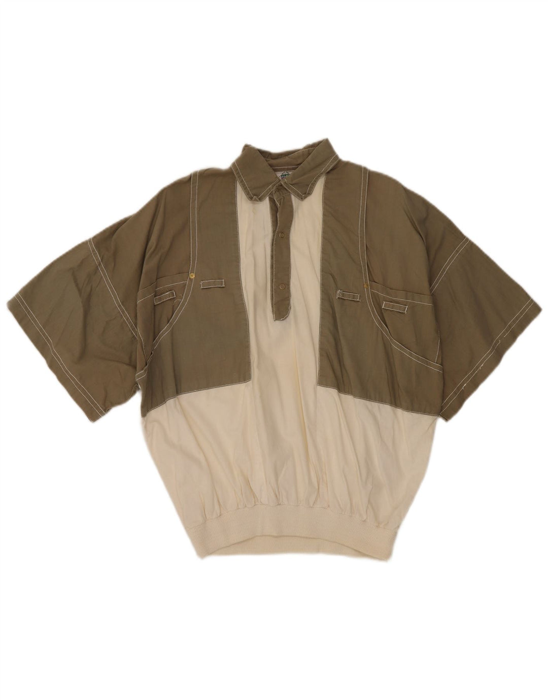 Ny Hurtig Herre Kortærmet Pullover Shirt EU 48/50 Medium Khaki Colourblock