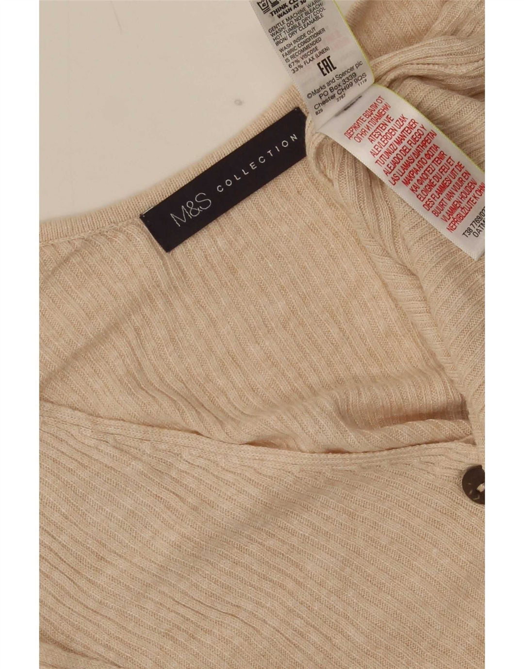 Marks & Spencer Damevest Top UK 14 Large Beige Viscose