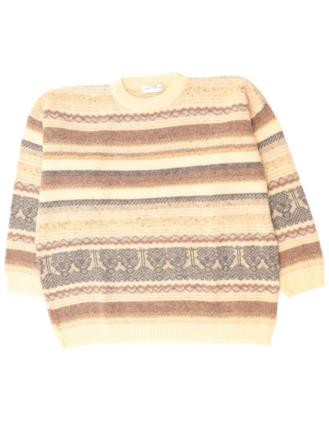 ST. BERNARD Herre sweater med rund hals str. 44/46 XL Beige Fair Isle