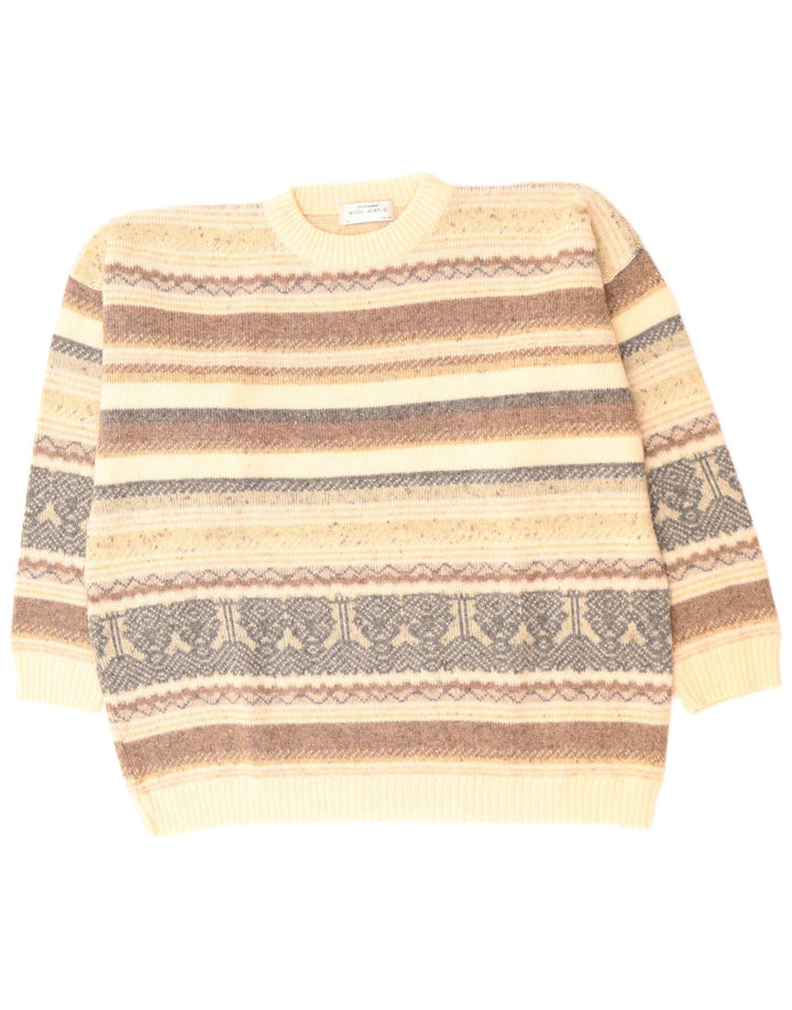 ST. BERNARD Herre sweater med rund hals str. 44/46 XL Beige Fair Isle