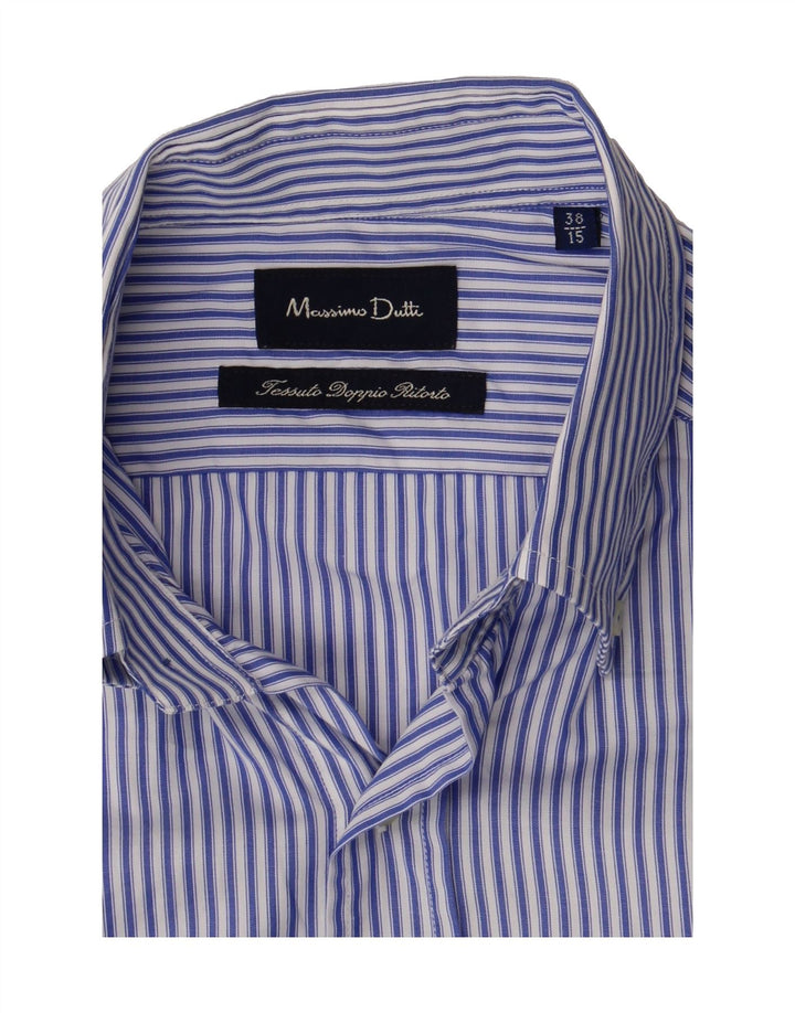 MASSIMO DUTTI Mens Shirt Size 38 15 Medium Blue Striped Cotton Vintage Massimo Dutti and Second-Hand Massimo Dutti from Messina Hembry 