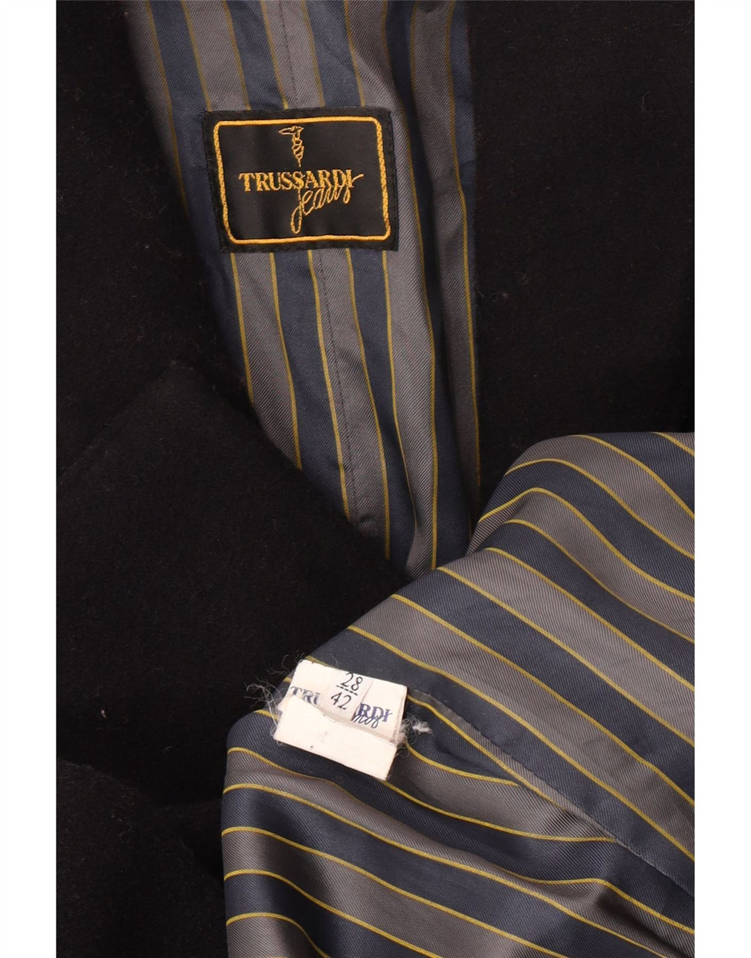 Trussardi Jeans Dame Dobbeltradet Frakke IT 42 Medium Sort Virgin Wool