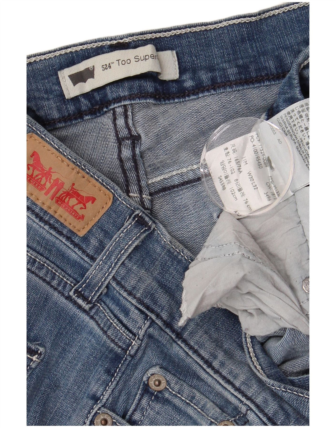 LEVI'S Dame 524 Super Low Bootcut Jeans US 11 Large W30 L28 Blå Bomuld