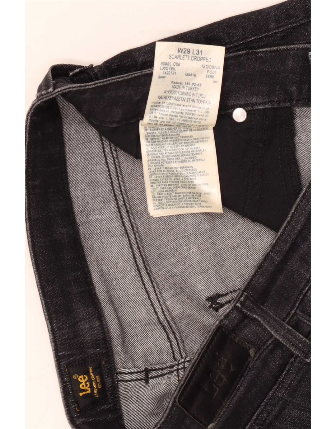 Lee Womens Scarlett Cropped Jeans W29 L26 Sort bomuld