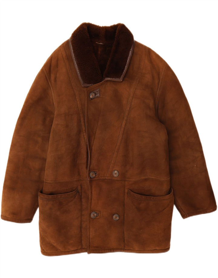 Vintage herre 4 knap dobbeltradet frakke UK 36 Small Brown Winter