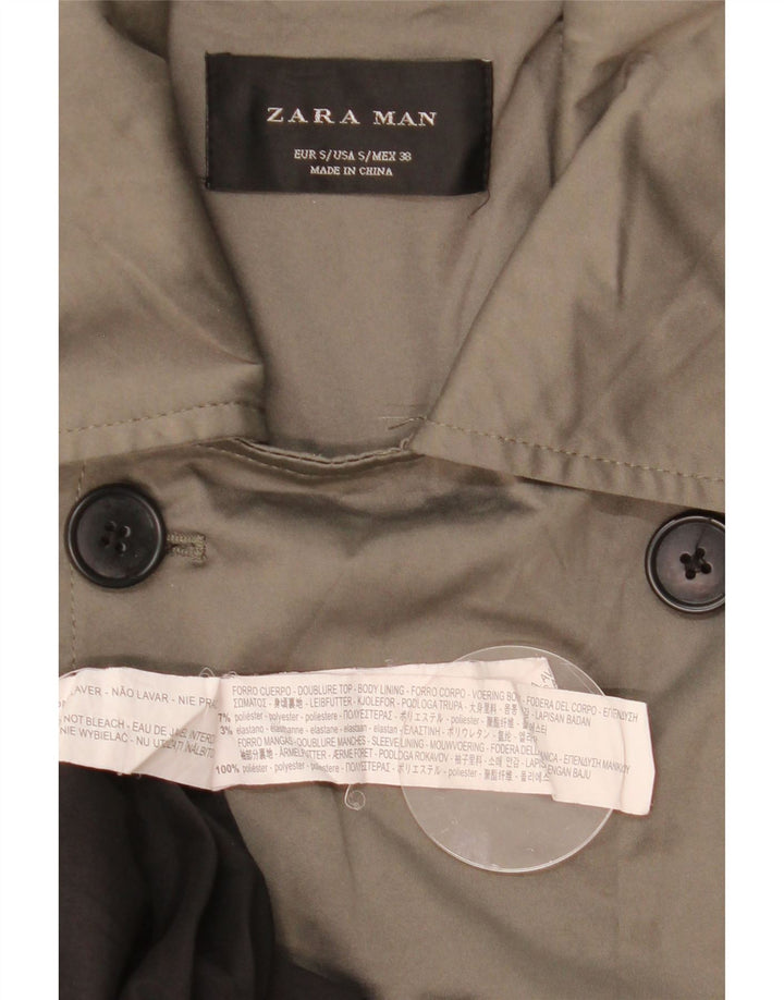 Zara Trench Coat til mænd UK 36 Small Khaki Polyester