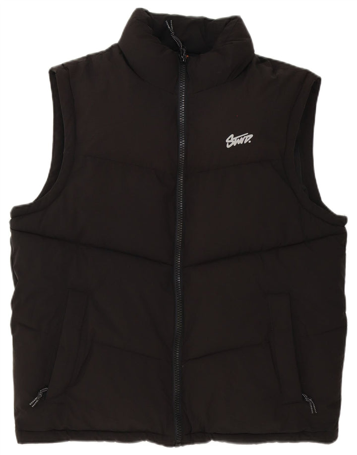 Pull & Bear Herre Polstret Gilet UK 38 Medium Sort Polyester