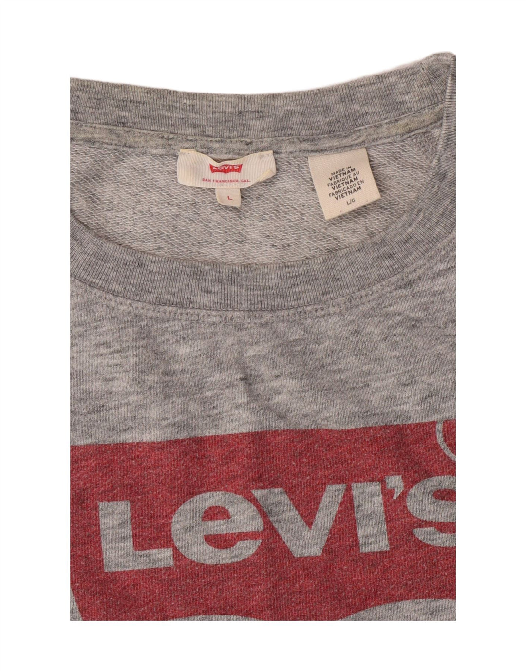 LEVI'S Womens Graphic Sweatshirt Jumper UK 16 Large Grey Flecked