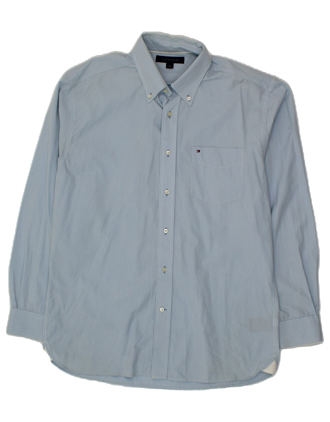 TOMMY HILFIGER Mens Shirt Medium Blue Houndstooth Cotton Vintage Tommy Hilfiger and Second-Hand Tommy Hilfiger from Messina Hembry 