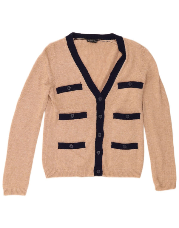 Topshop Dame Cardigan Sweater UK 8 Small Beige Acryl