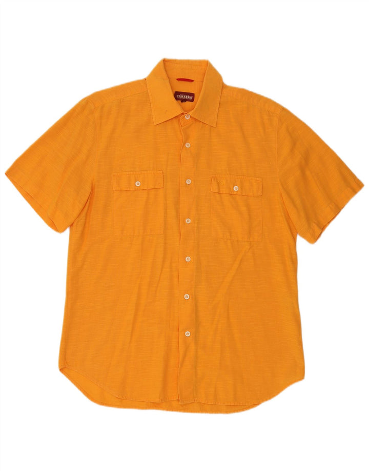 Carrera Kortærmet Herreskjorte Stor Orange Flecked Bomuld