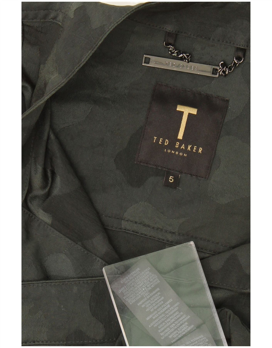 TED BAKER Womens Military Overcoat Size 5 XL Khaki Camouflage Army