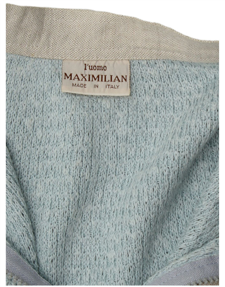 Maximilian Herre Cardigan Sweater med fuld lynlås Large Blue Colourblock