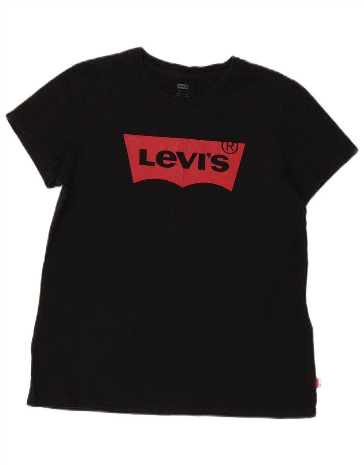 Levi's Grafisk T-shirt top til kvinder UK 10 Lille sort bomuld