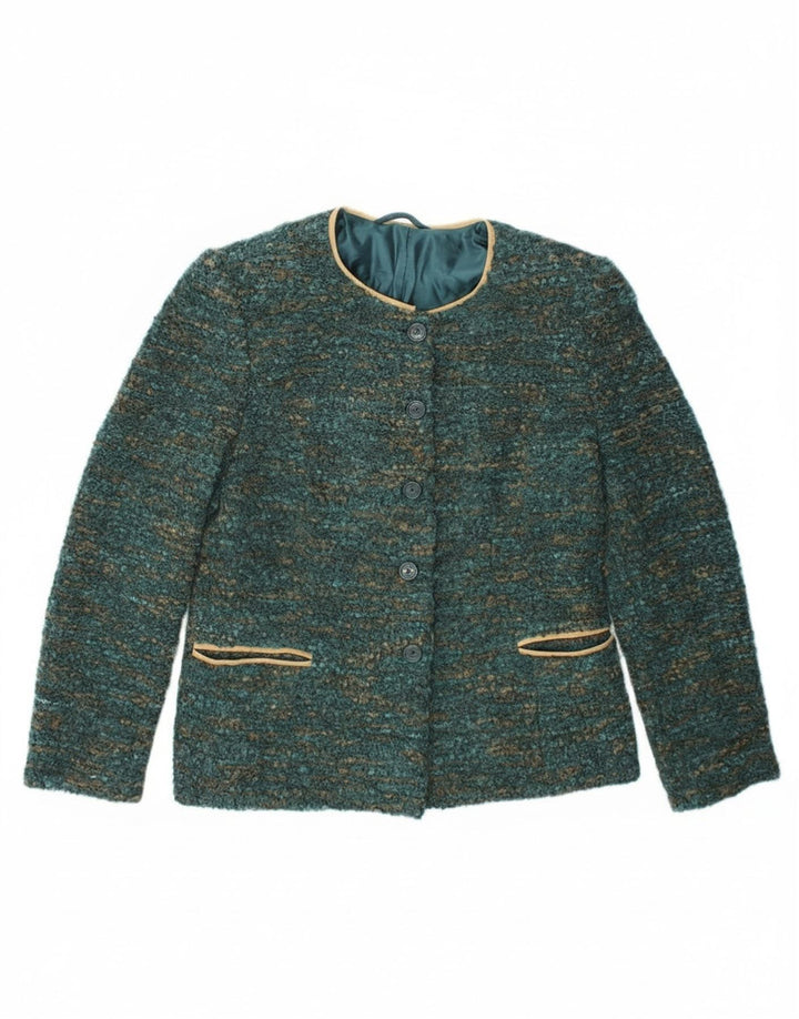 Vintage dame 4-knaps blazerjakke UK 12 Medium Green Flecked