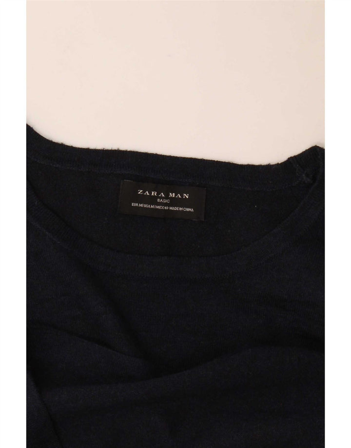 Zara Herre Boat Neck Jumper Sweater Medium Navy Blue
