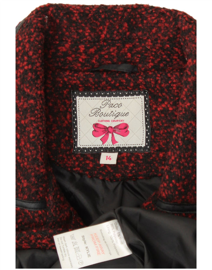 Paco Boutique Damejakke med 3 knapper UK 14 Medium Burgundy Polyester