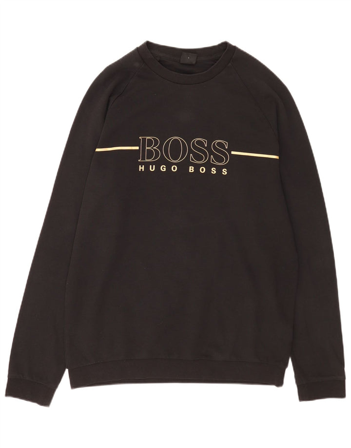 Hugo Boss Herre Grafisk Sweatshirt Jumper Stor Sort Bomuld